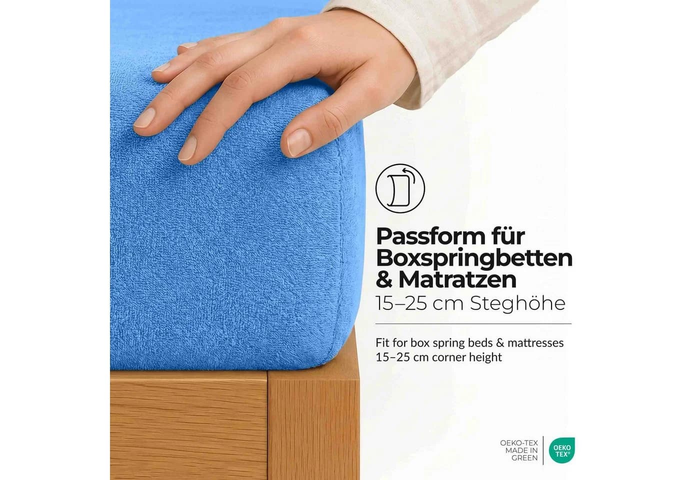 etérea Frottee Spannbettlaken Rundumgummizug Baumwolle Blau - Bild 3