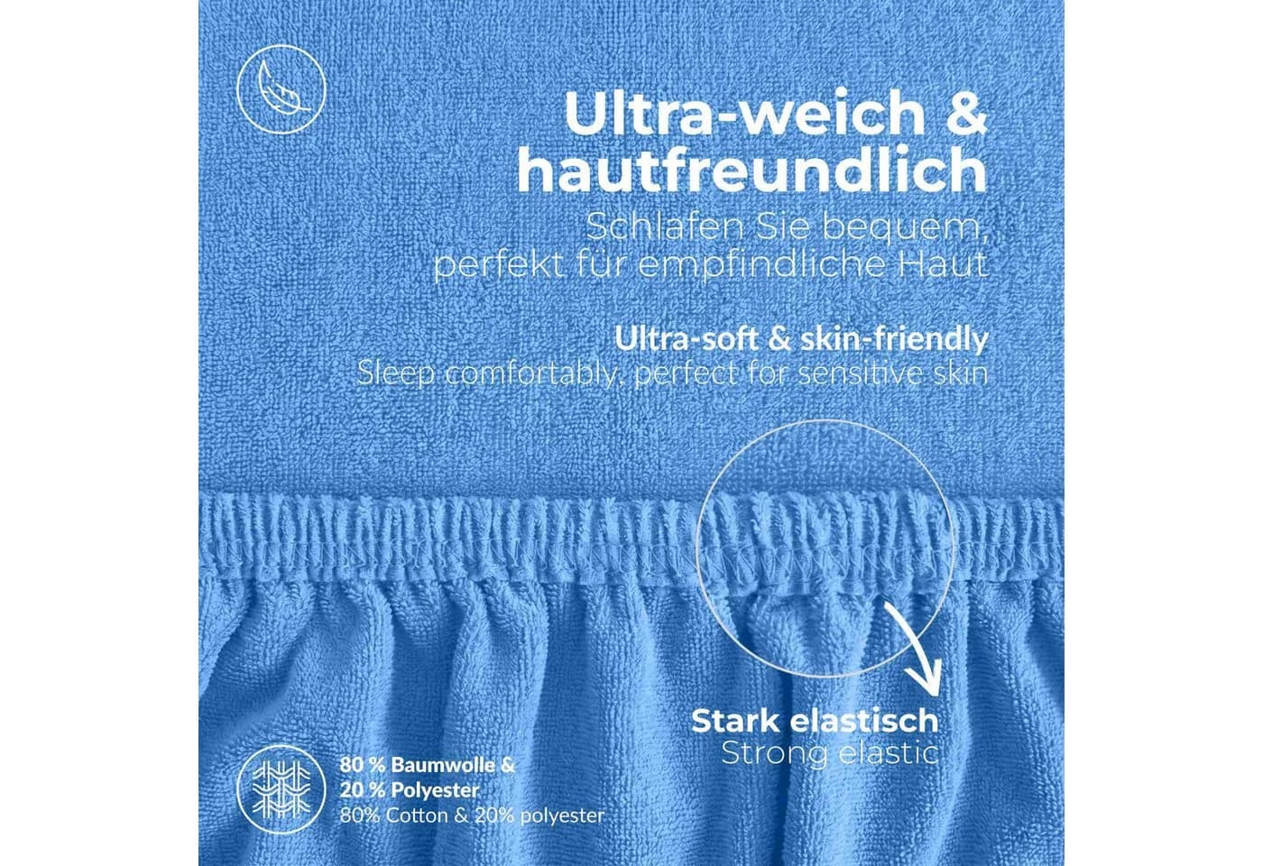 etérea Frottee Spannbettlaken Rundumgummizug Baumwolle Blau - Bild 4