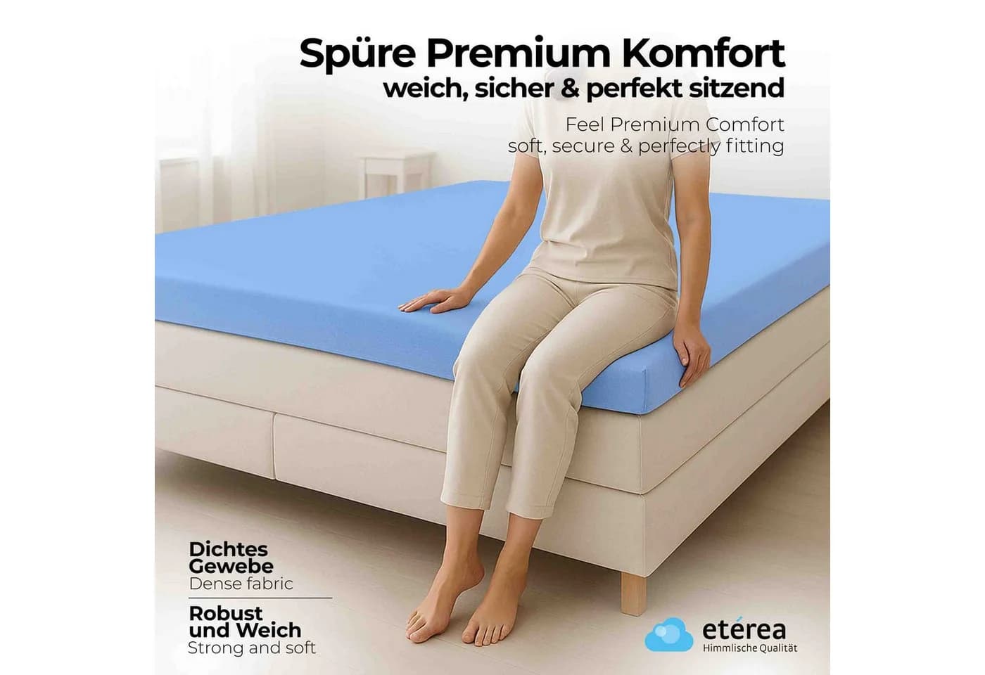 etérea Spannbettlaken Microfaser Topper Rundumgummi Blau