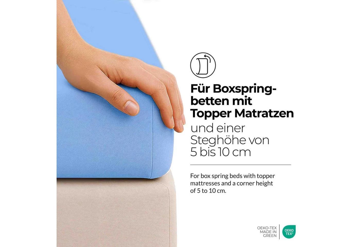 etérea Spannbettlaken Microfaser Topper Rundumgummi Blau - Bild 3