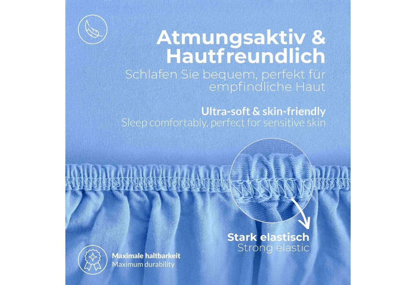 etérea Spannbettlaken Microfaser Topper Rundumgummi Blau - Bild 4