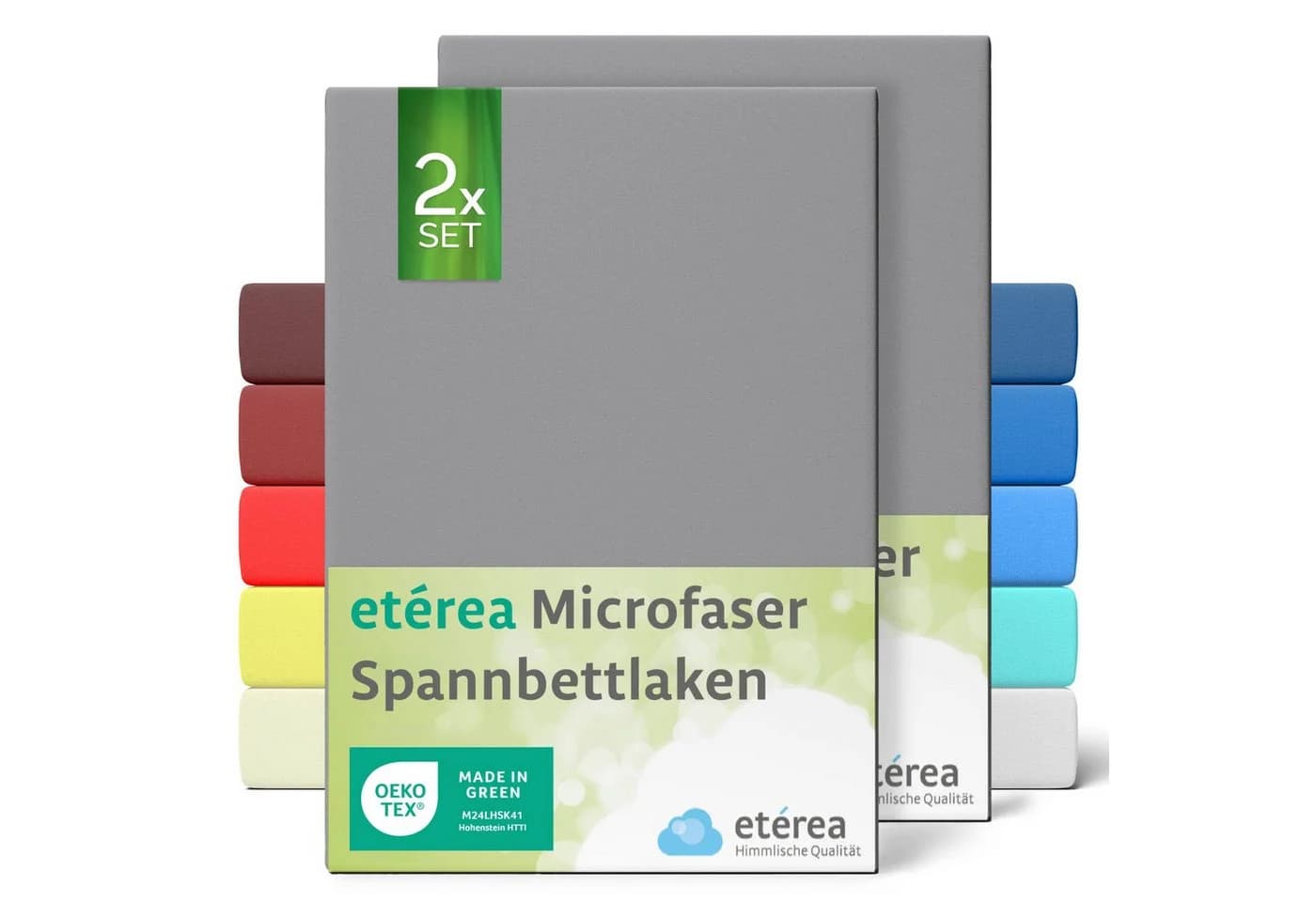 etérea Kinder Spannbettlaken 2er-Pack Grau Microfaser - Bild 2