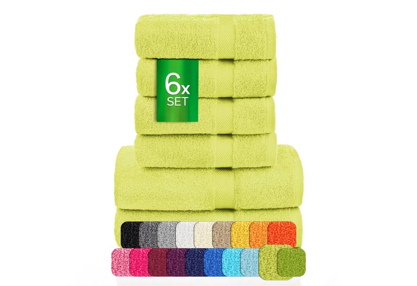 etérea Carli 6-teiliges Handtuchset Baumwolle Bunt Lime