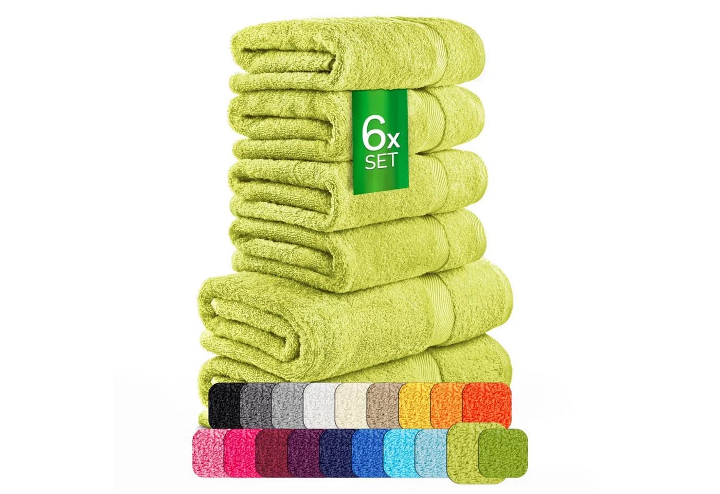etérea Carli 6-teiliges Handtuchset Baumwolle Bunt Lime - Bild 2