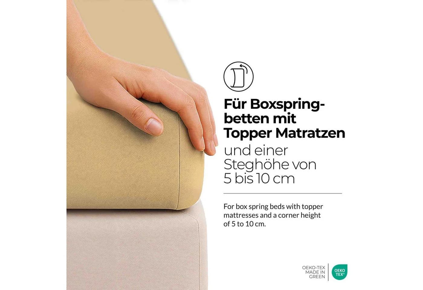 etérea Spannbettlaken Microfaser Topper Beige Rundumgummi - Bild 3