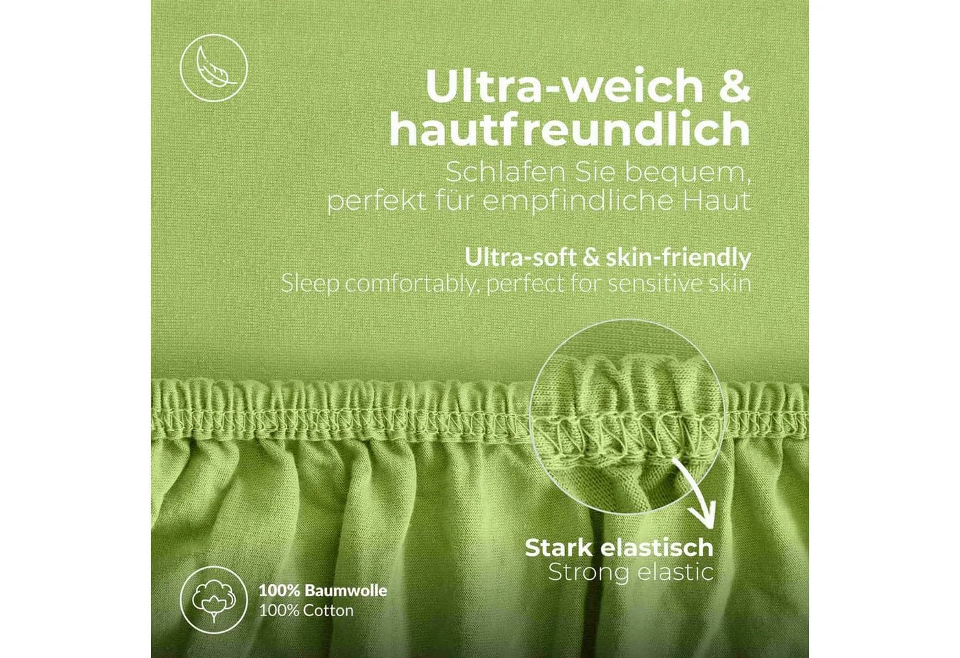 etérea Comfort Jersey Spannbettlaken 100% Baumwolle Grün - Bild 4