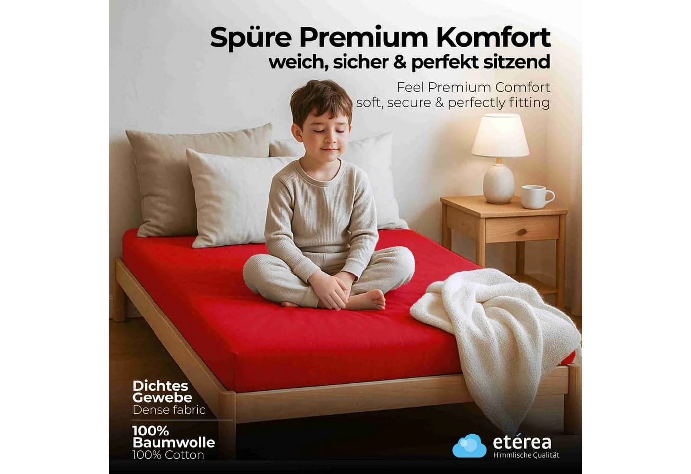 etérea Jersey Spannbettlaken Rot 100% Baumwolle Rundumgummizug