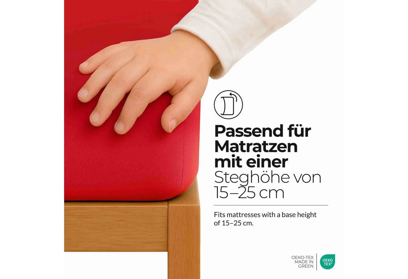 etérea Jersey Spannbettlaken Rot 100% Baumwolle Rundumgummizug - Bild 3