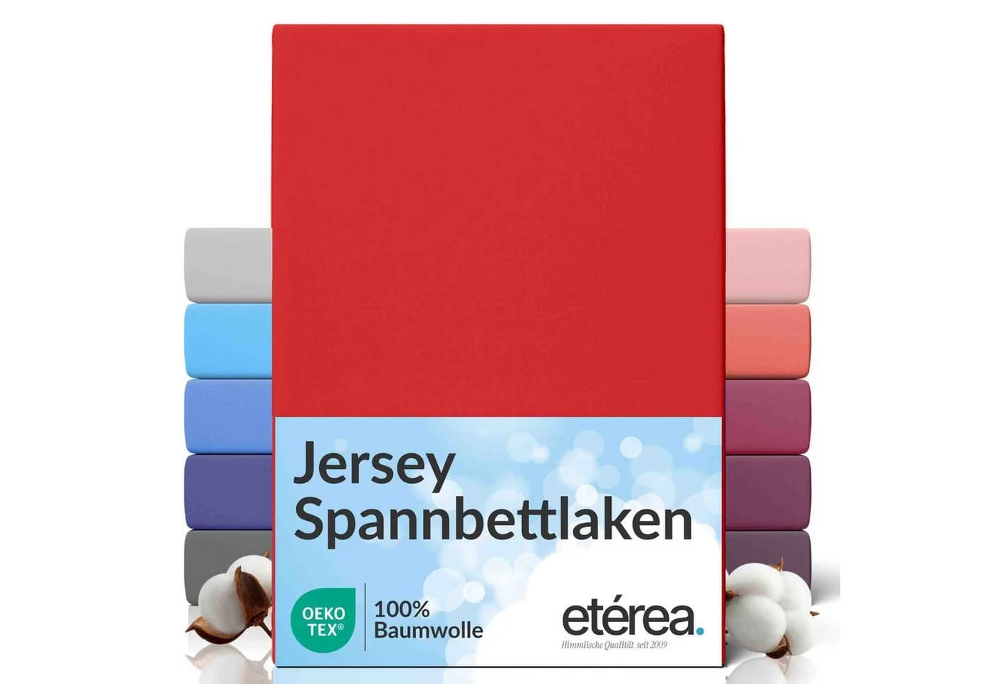 etérea Jersey Spannbettlaken Rot 100% Baumwolle Comfort - Bild 2