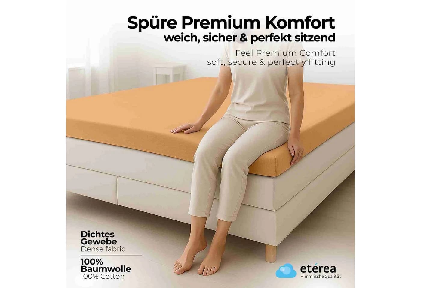 etérea Spannbettlaken Jersey 100% Baumwolle Sand 120x200 cm