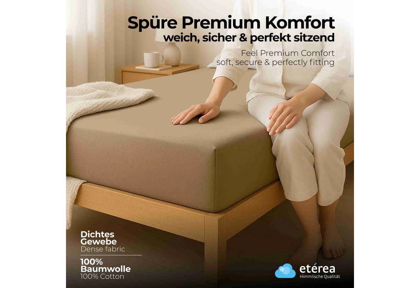 etérea Spannbettlaken Jersey 2er Set Taupe 80x180 cm