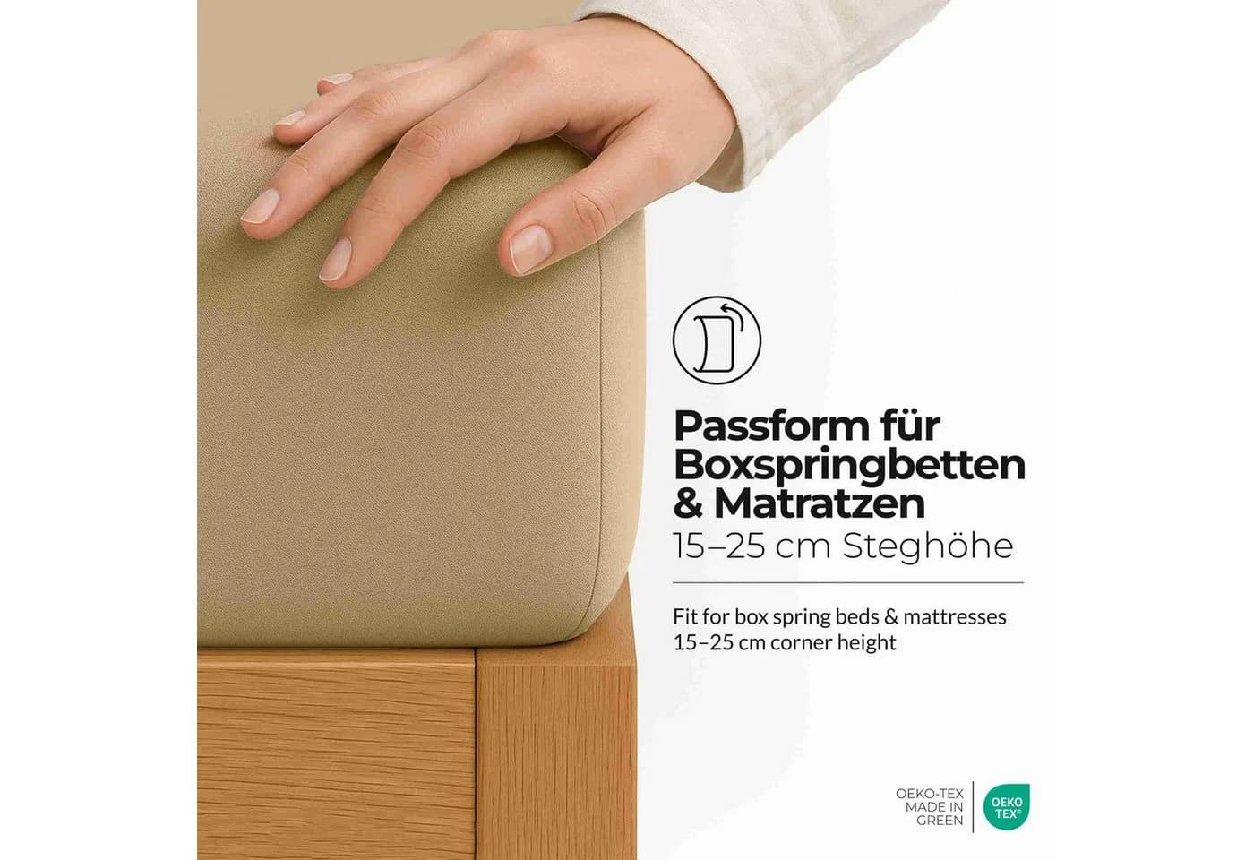 etérea Spannbettlaken Jersey 2er Set Taupe 80x180 cm - Bild 3