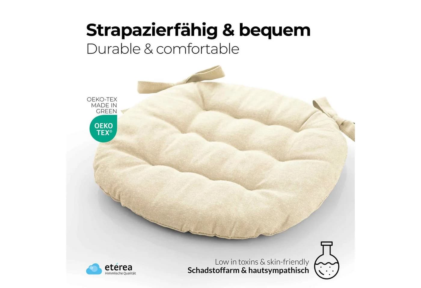 etérea Sitzkissen 38x38 cm Beige mit Bändern