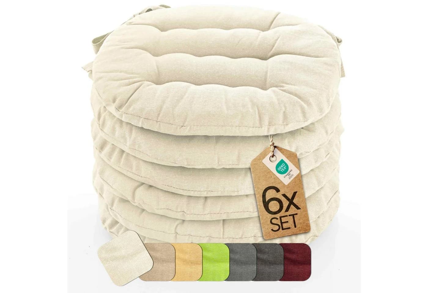 etérea Sitzkissen 38x38 cm Beige mit Bändern - Bild 2