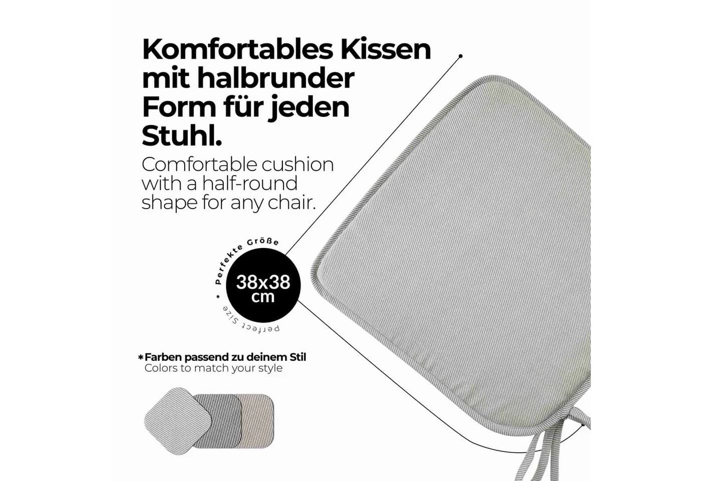 etérea Sitzkissen 40x40 cm Silber Streifen Indoor Outdoor - Bild 3