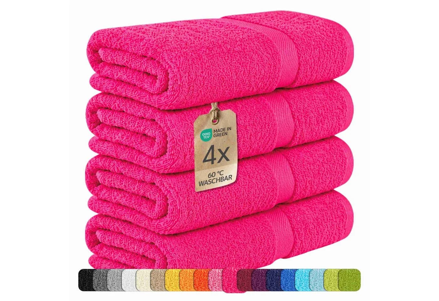 etérea Duschtücher 4er-Pack Pink 70x140 cm 100% Baumwolle - Bild 2