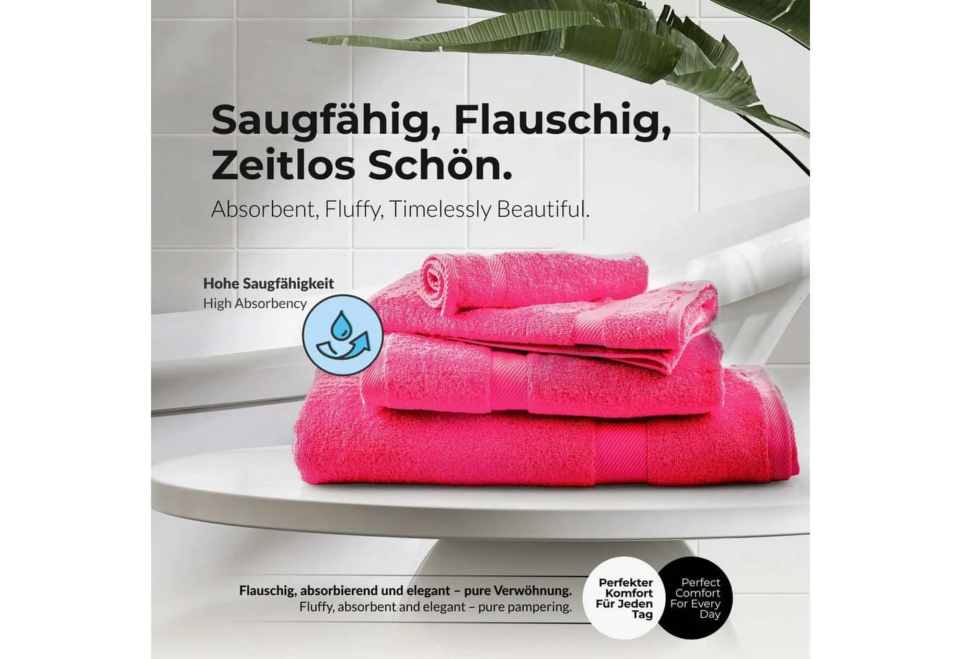 etérea Duschtücher 4er-Pack Pink 70x140 cm 100% Baumwolle - Bild 4