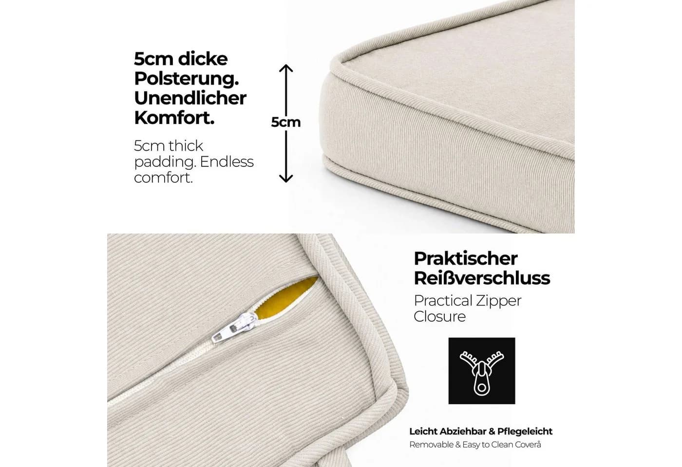 etérea Mila Sitzkissen Beige 45x45 cm Baumwollmischung - Bild 4