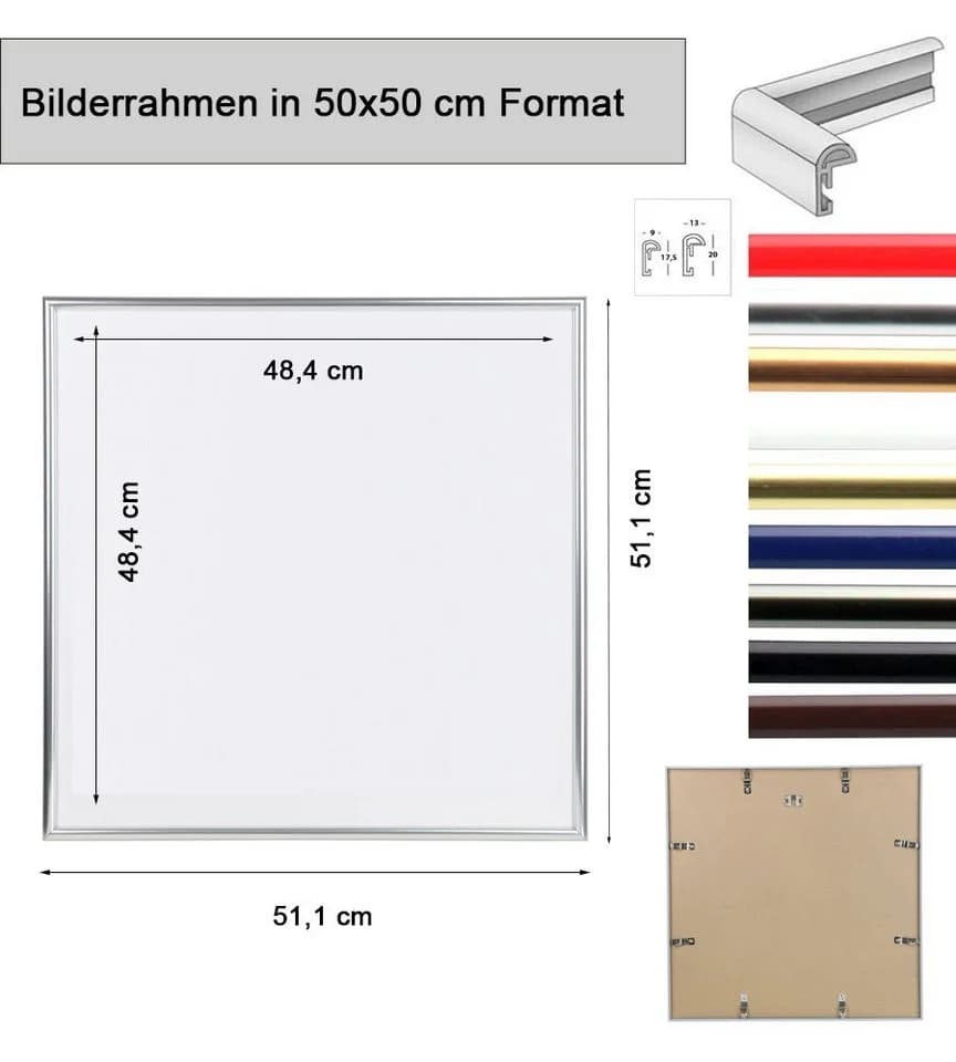 IDEAL TREND Bilderrahmen New Lifestyle Kunststoff quadratisch Silber