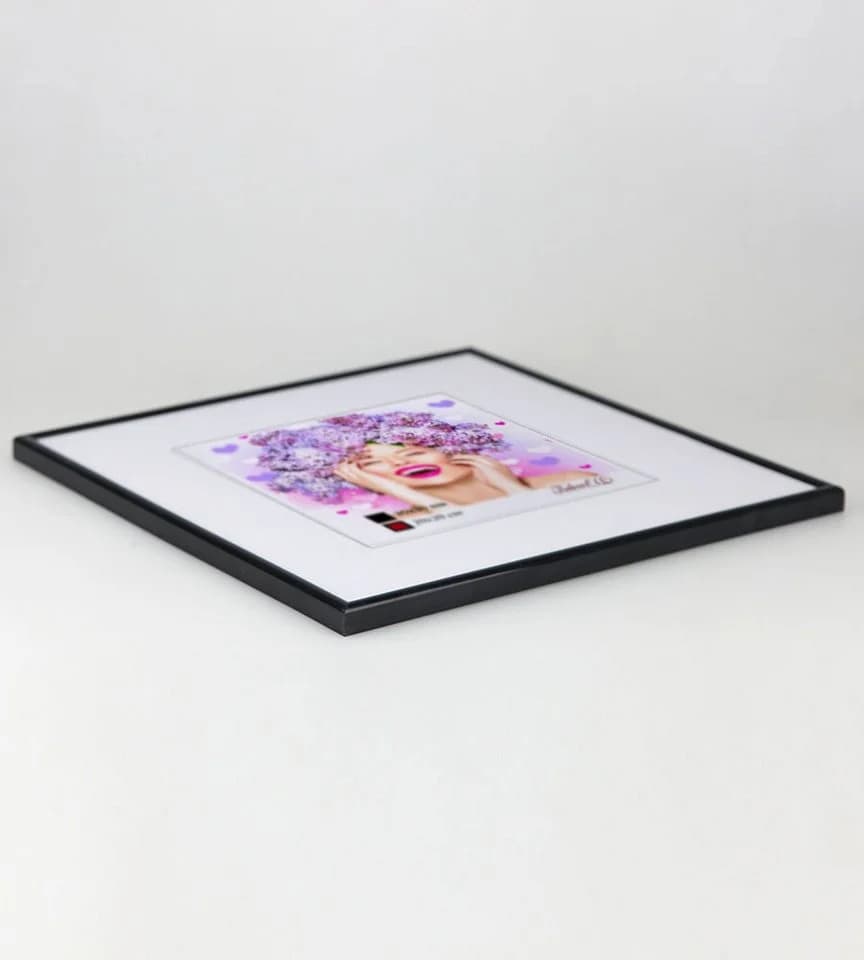 IDEAL TREND Bilderrahmen 20x20 Schwarz Kunststoff mit Echtglas