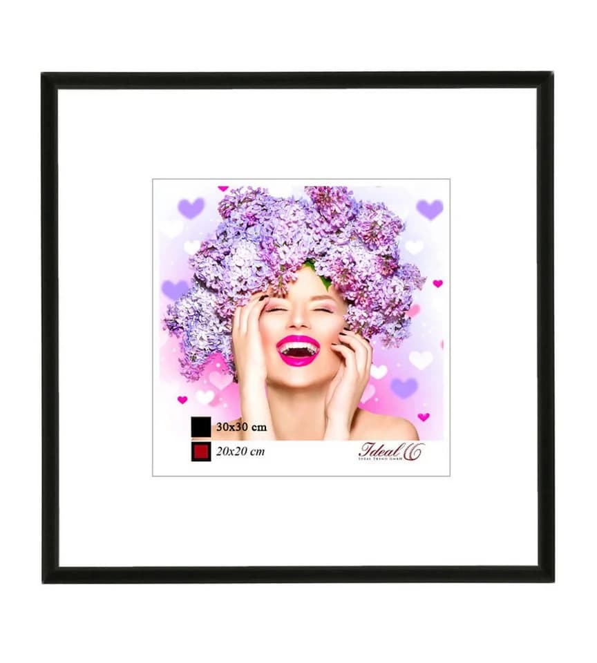 IDEAL TREND Bilderrahmen 20x20 Schwarz Kunststoff mit Echtglas - Bild 2