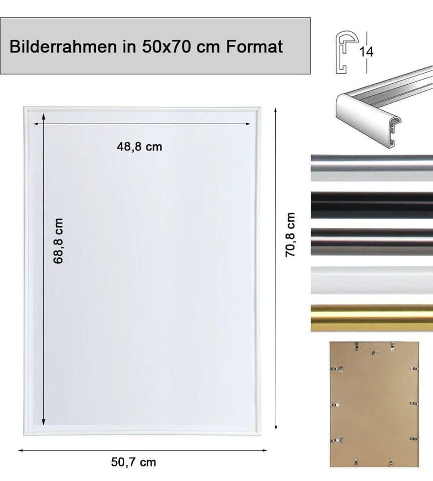 IDEAL TREND Bilderrahmen 50x70 cm Gold Kunststoff mit Echtglas - Bild 5