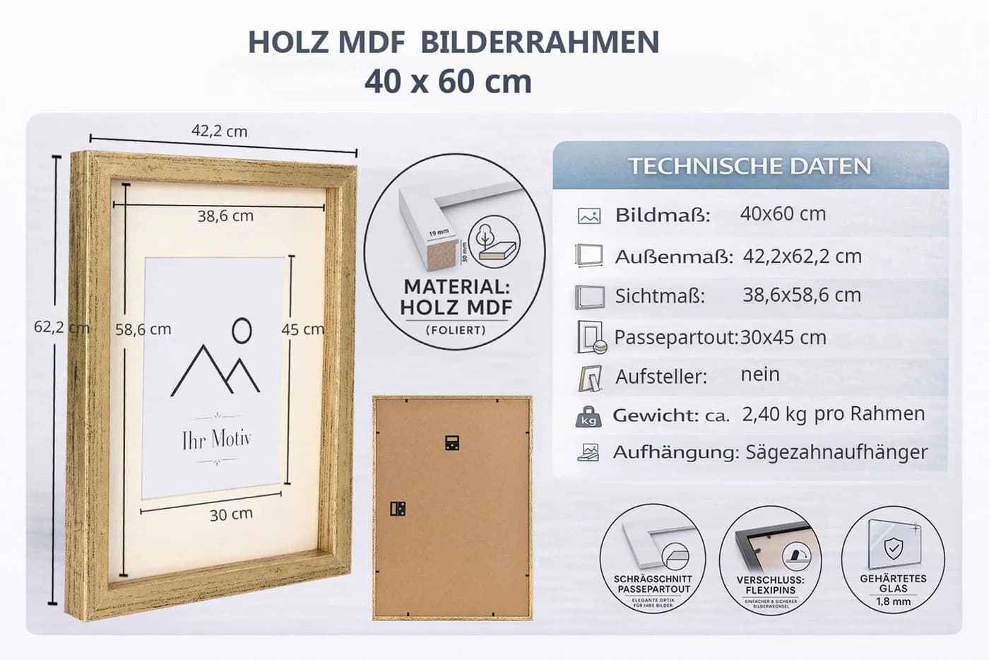IDEAL TREND 3D Objektrahmen Schwarz Holz Bilderrahmen für Trikots & Poster - Bild 5