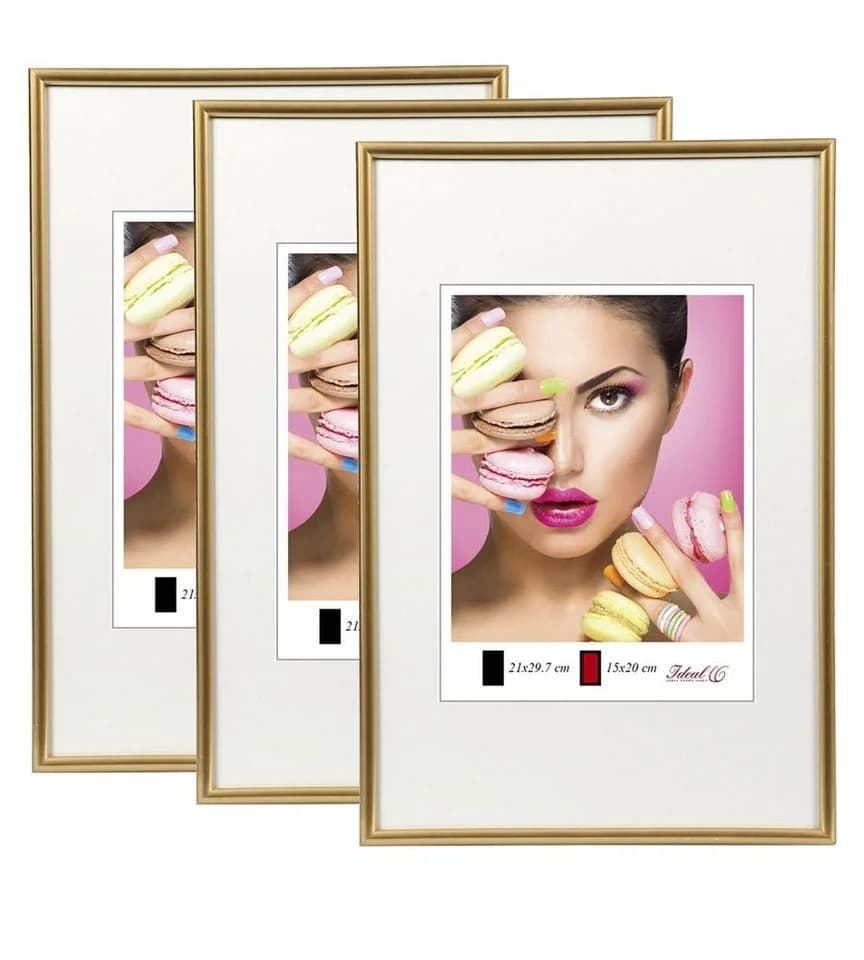 IDEAL TREND Bilderrahmen 3er Set 20x30 cm Gold Kunststoff Klarglas - Bild 2
