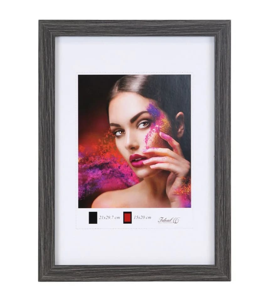 IDEAL TREND Bilderrahmen 20x30 cm Grau Holz mit Plexiglas