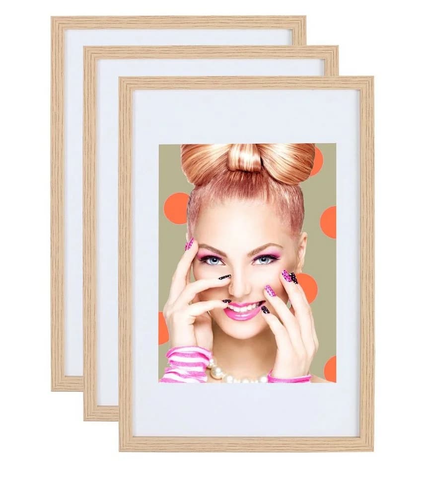 IDEAL TREND Bilderrahmen Set Holz 3er 5er Eiche Kunststoffglas - Bild 2