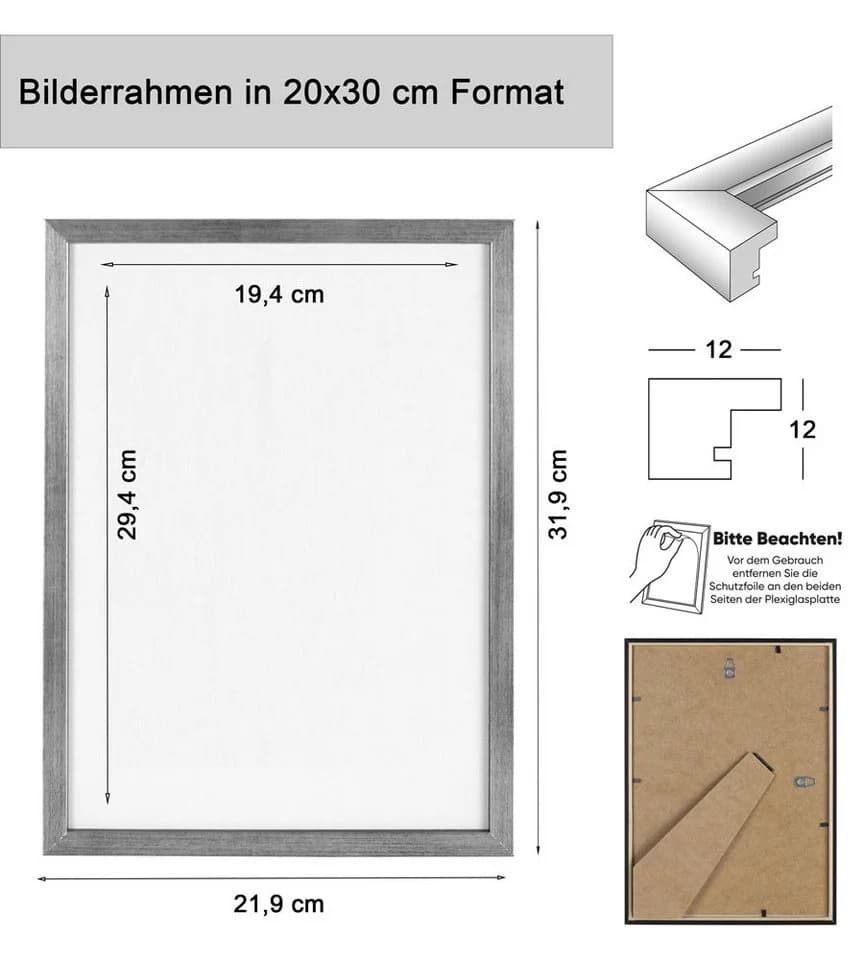 IDEAL TREND Bilderrahmen Set 3er/5er Holz Braun Blockprofil - Bild 5