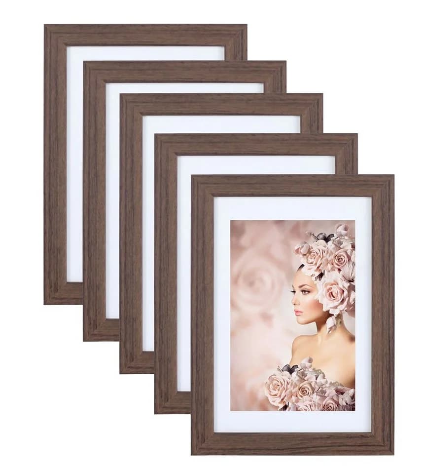 IDEAL TREND Bilderrahmen 5er Pack Holz Braun mit Passepartout - Bild 2