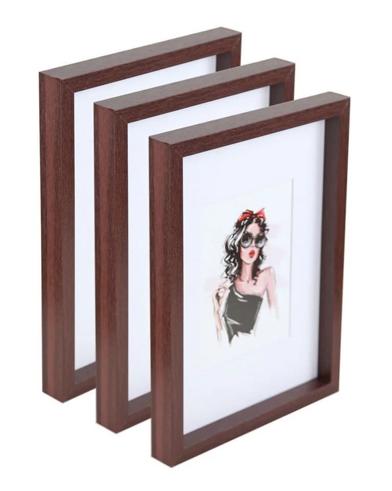 IDEAL TREND Bilderrahmen Set 3er Holz Braun 10x15 cm mit Passepartout - Bild 2