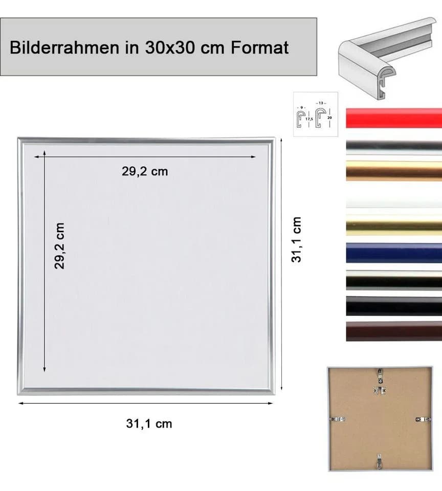 IDEAL TREND Bilderrahmen 30x30 cm Silber Kunststoff - Bild 3