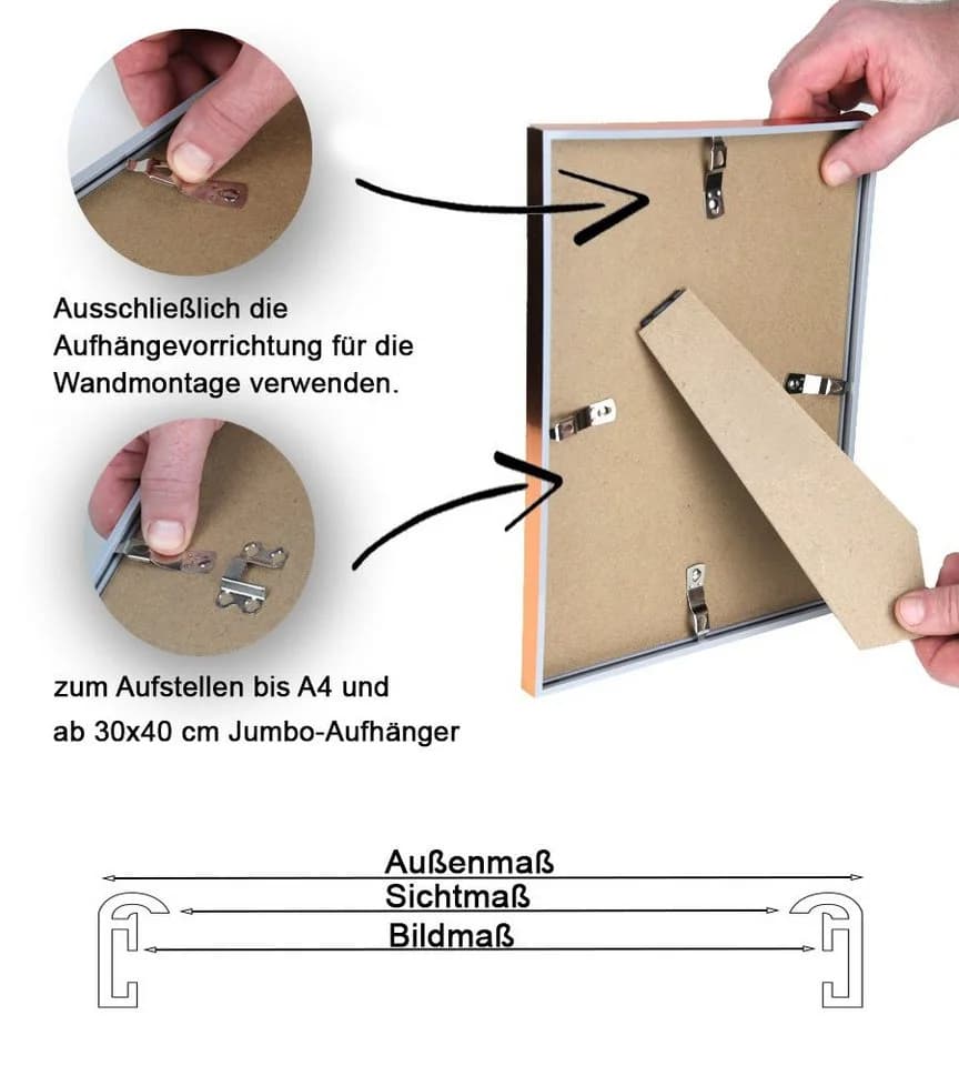 IDEAL TREND Bilderrahmen Quadratisch Schwarz Kunststoff mit Klarglas