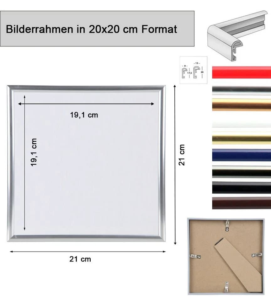 IDEAL TREND Bilderrahmen Quadratisch Schwarz Kunststoff mit Klarglas - Bild 3