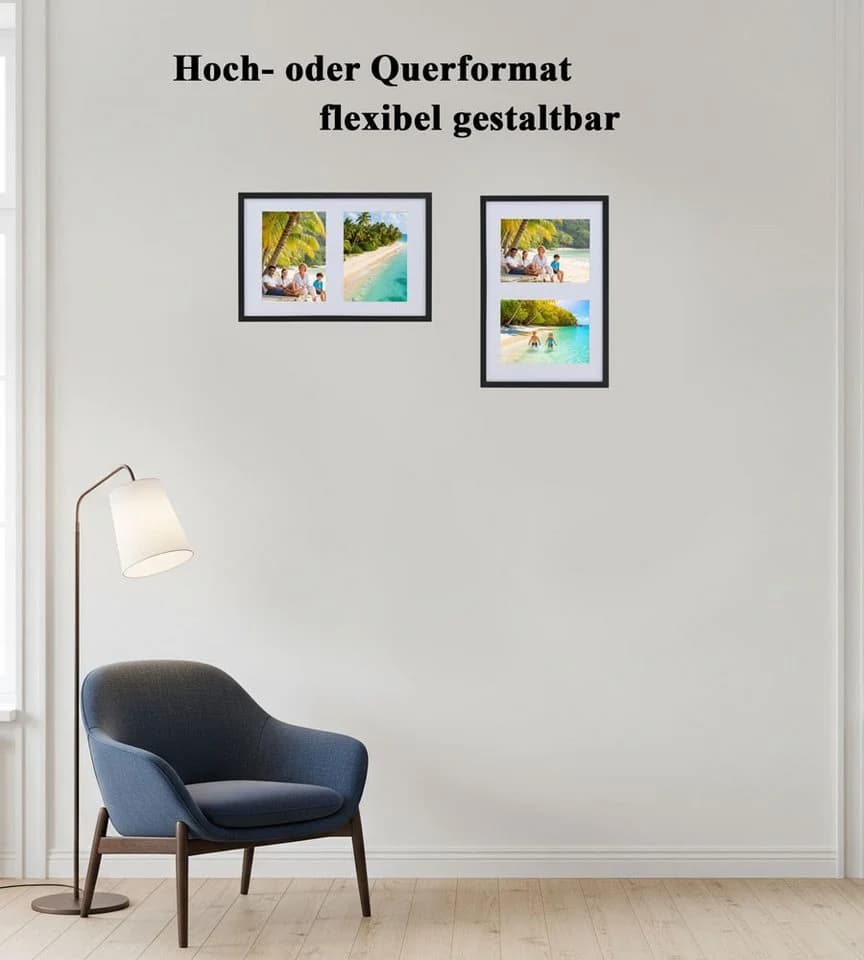 IDEAL TREND Bilderrahmen Multiframe Collage Holz Vollholz 2 Bilder