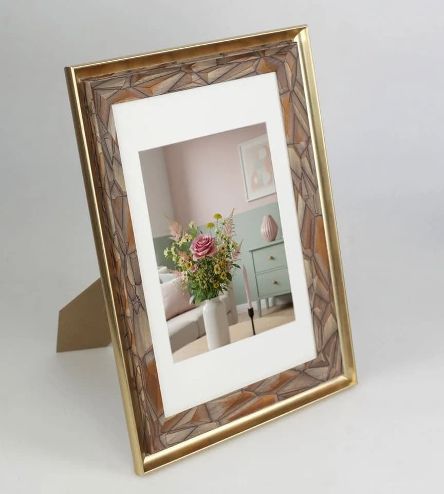 IDEAL TREND Bilderrahmen Gold Mosaik-Holzstruktur mit Passepartout - Bild 5