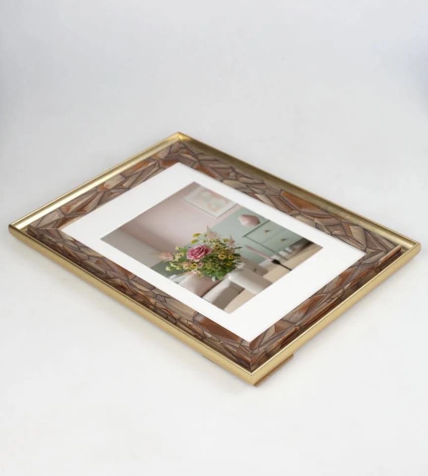 IDEAL TREND Bilderrahmen Gold Mosaik-Holzstruktur mit Passepartout
