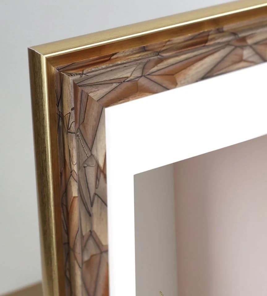 IDEAL TREND Bilderrahmen Gold Mosaik-Holzstruktur mit Passepartout - Bild 3