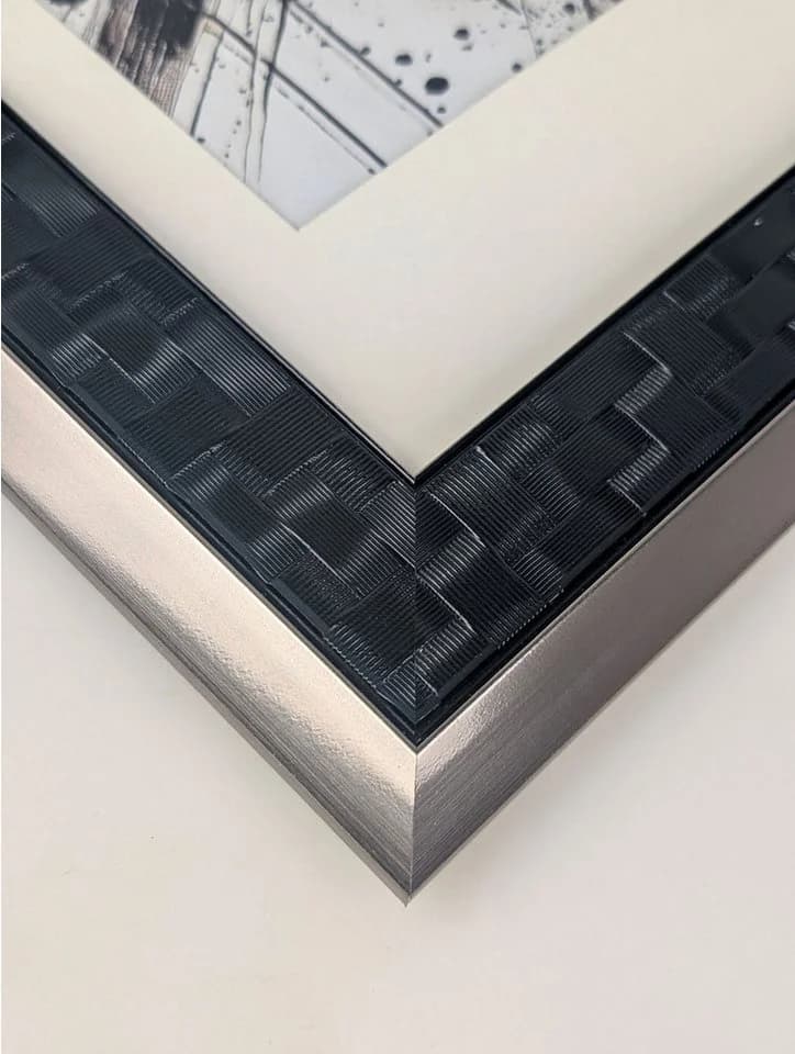 IDEAL TREND Bilderrahmen Schwarz Geometrische Prägung mit Passepartout - Bild 3