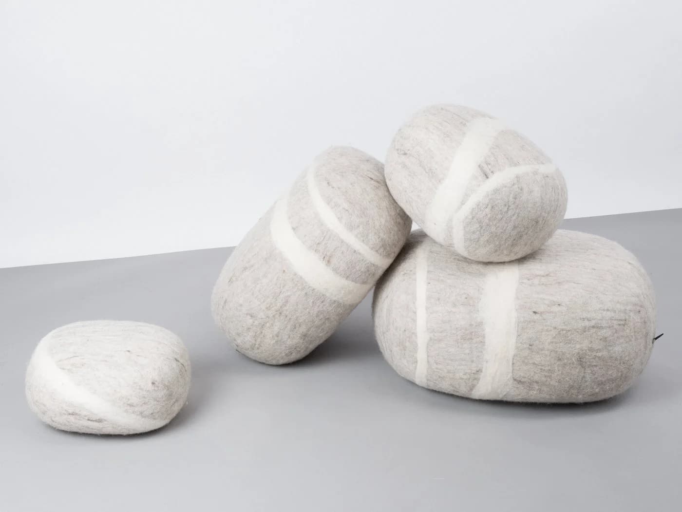 myfelt Pouf Filz Kieselstein Beige Meliert 100% Schurwolle