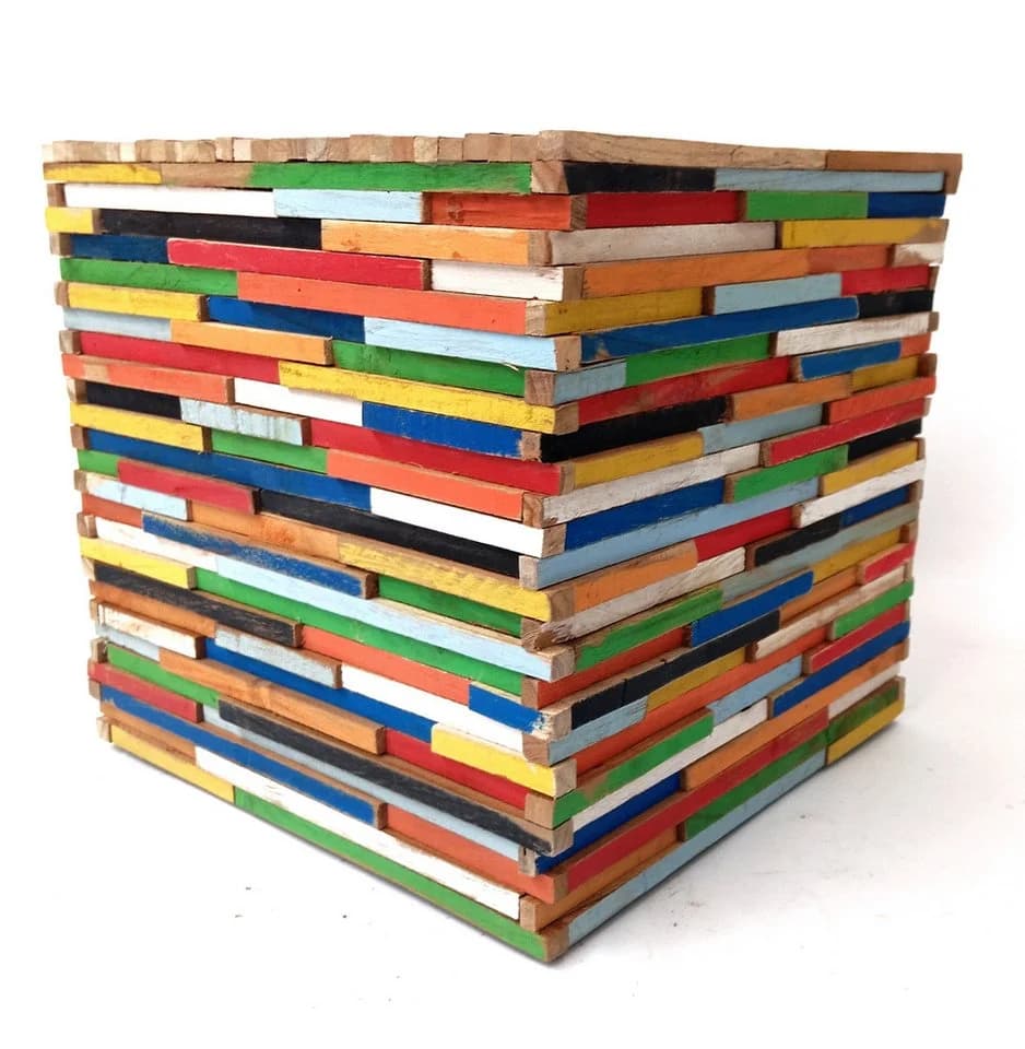 Brillibrum Bunter Beistelltisch 45 cm aus Echtholz Upcycling