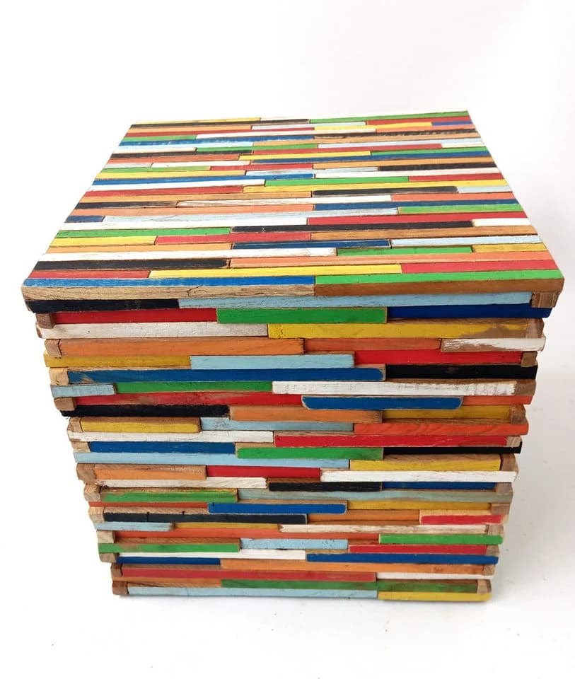 Brillibrum Bunter Beistelltisch 45 cm aus Echtholz Upcycling - Bild 2