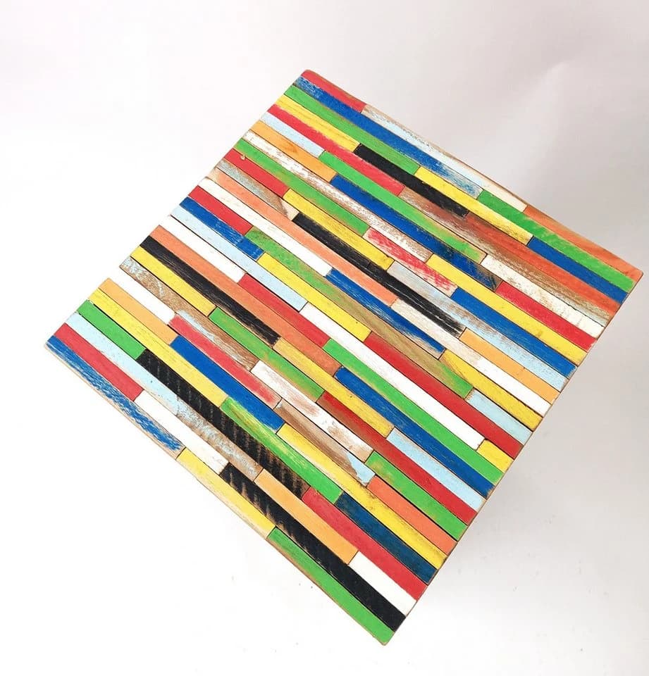 Brillibrum Bunter Beistelltisch 45 cm aus Echtholz Upcycling - Bild 3