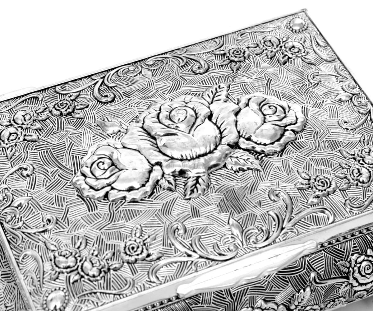 Brillibrum Schmuckschatulle Rose versilbert Metall mit Samt-Innenfutter