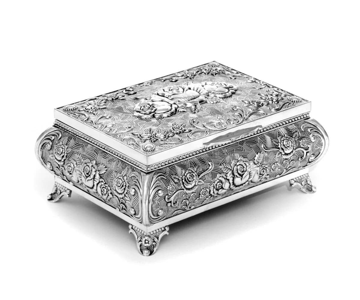 Brillibrum Schmuckschatulle Rose versilbert Metall mit Samt-Innenfutter - Bild 2