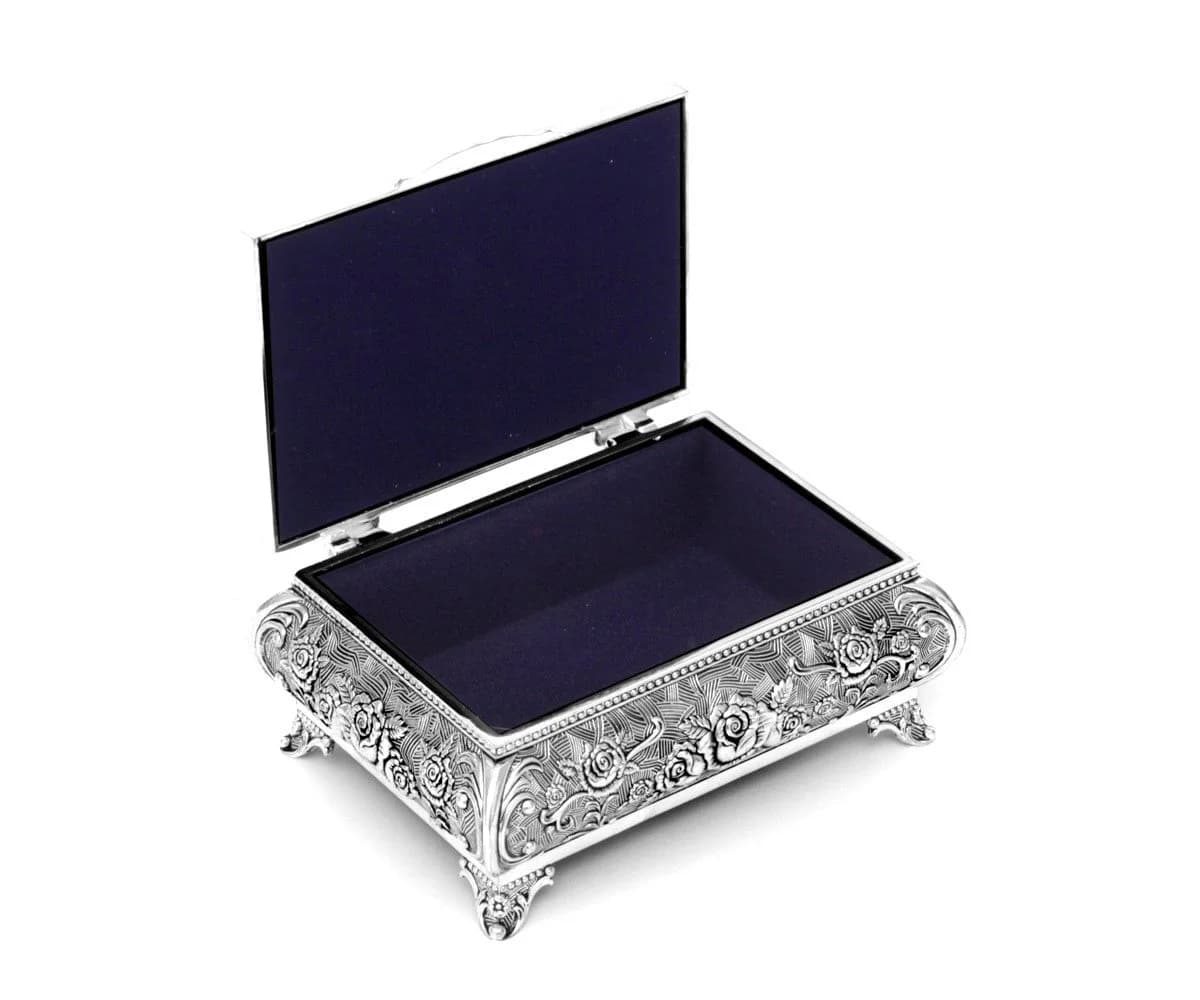 Brillibrum Schmuckschatulle Rose versilbert Metall mit Samt-Innenfutter - Bild 4