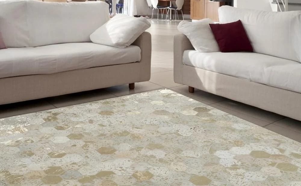 Kayoom Spark 210 Lederteppich Elfenbein/Gold Unikat