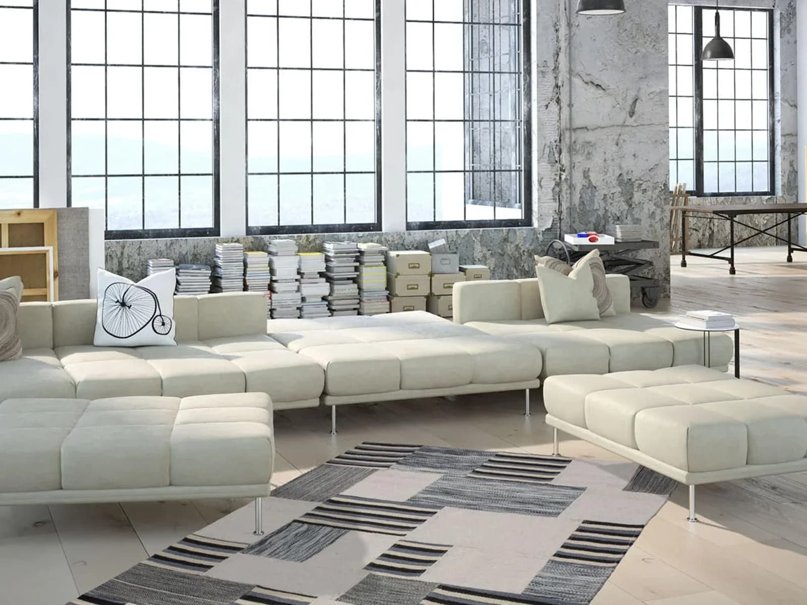 Kayoom Teppich Liana 212 Patchwork Beige Natur Wolle